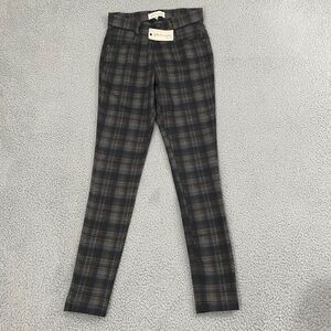 NWT Philosophy Plaid Pants Women XS Gray Stretch Skinny Preppy Acadamia